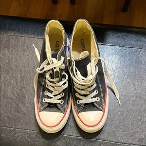 Converse Black and White Sneakers with Red Trim